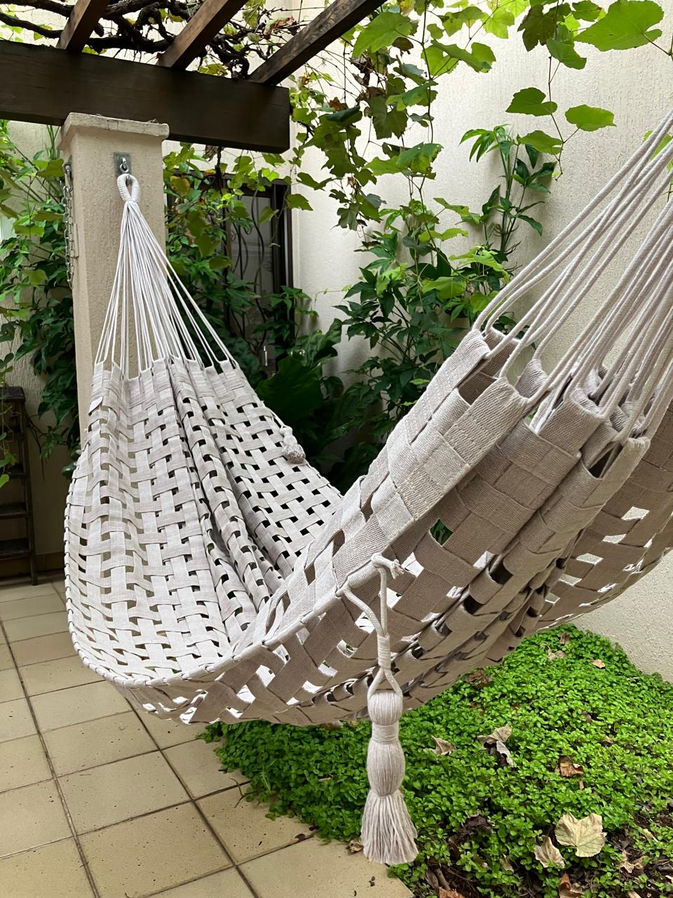 Rede De Dormir Descanso Artesanal Santa Luzia Trancê Algodão